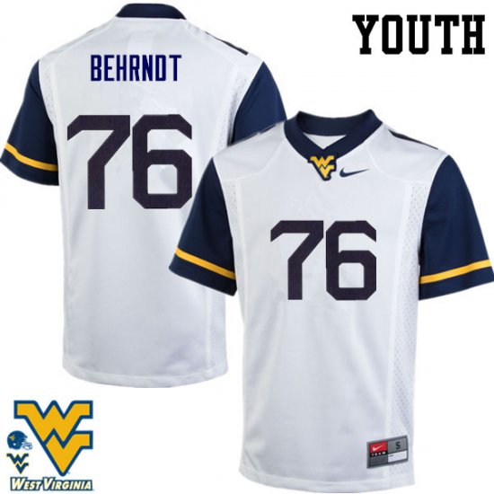 Youth West Virginia Mountaineers NCAA #76 Chase Behrndt White Authentic Nike Stitched College Football Jersey NA15B55RH